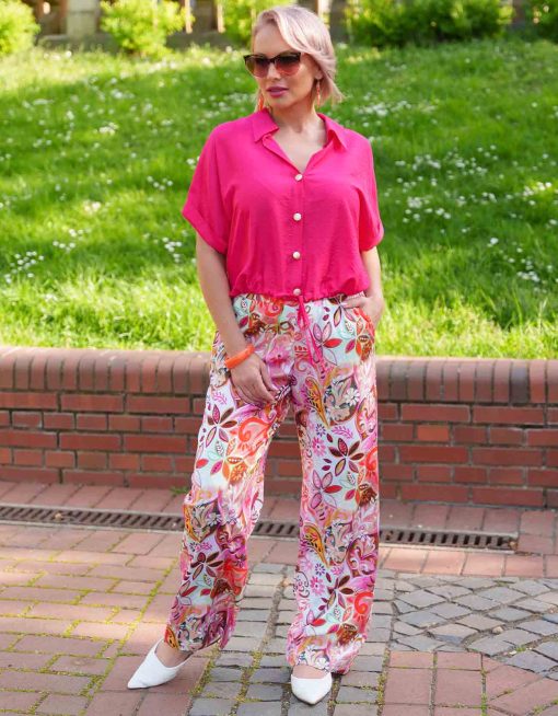 Livello Pink mintás derékban gumis bőszárú nadrág - Image 2
