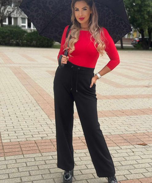 Monari fekete gumis derekú nadrág