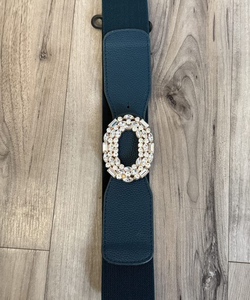 Gumis öv petrol, köves csattal