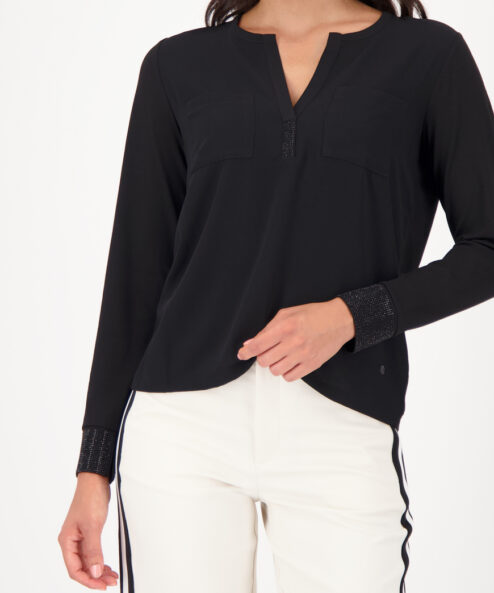 Monari krepp blúz strasszokkal fekete