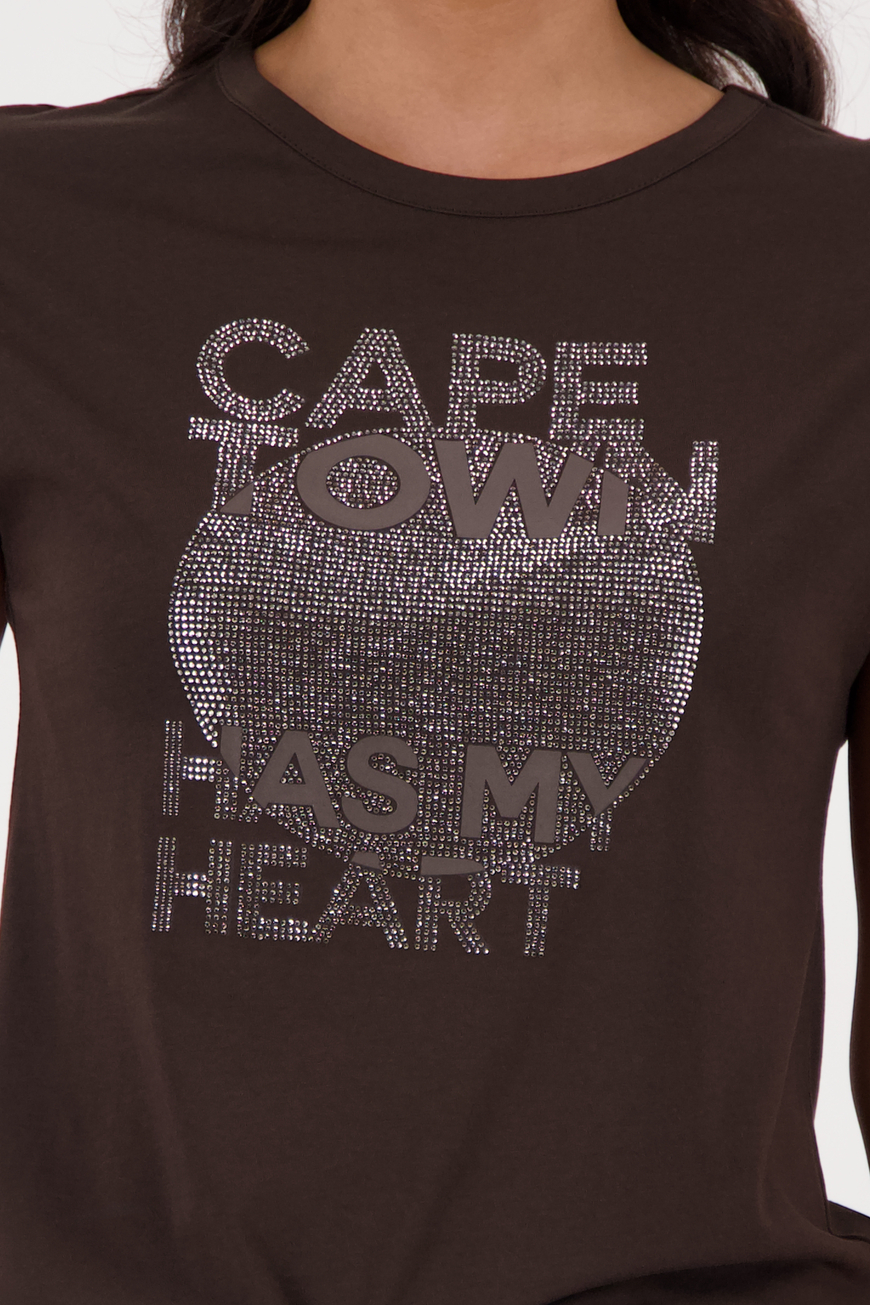 Monari barna strasszos és feliratos felső - Image 3