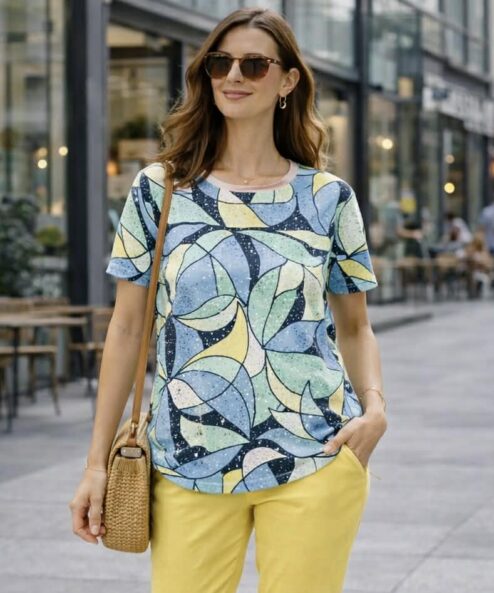 Navigazione türkiz-kék mintás felső