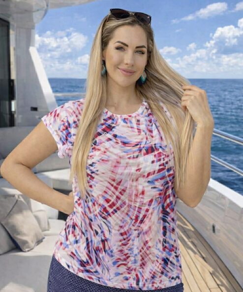 Navigazione pink-piros mintás felső