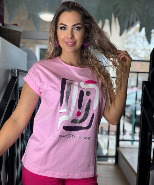 Navigazione rövid ujjú rózsaszín felső