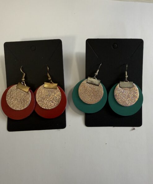 LEYA bőr kézműves fülbevaló (kerek duo)