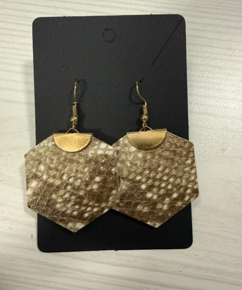 Alternative view of LEYA bőr kézműves fülbevaló (nagy hatszög)