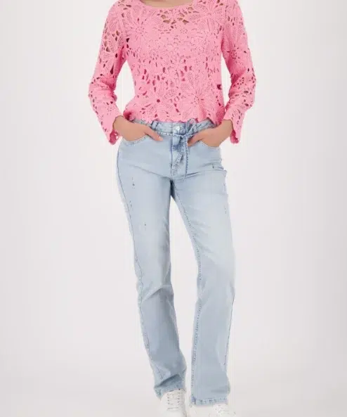 A Monari felső horgolt mintával rózsaszín alternatív nézete
