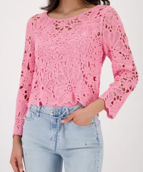 Monari felső horgolt mintával rózsaszín
