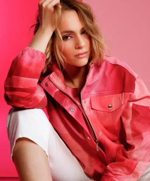 A Monari pink mintás átmeneti kabát alternatív nézete