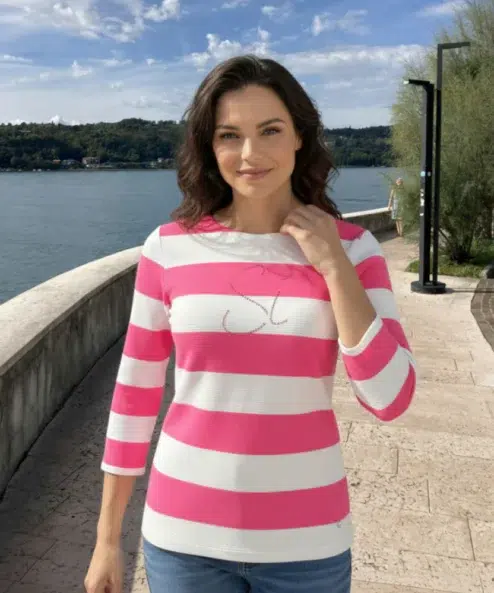 Navigazione 3/4-es ujjú női pulóver pink