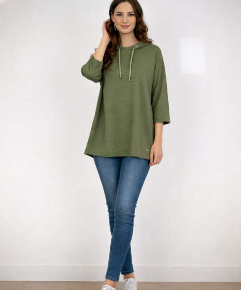 Navigazione 3/4-es ujjú női pulóver oliva