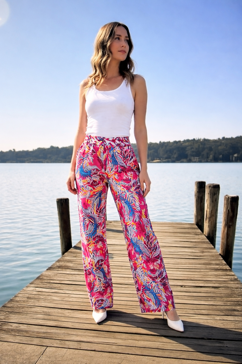 Navigazione pink mintás lenge 7/8 nadrág