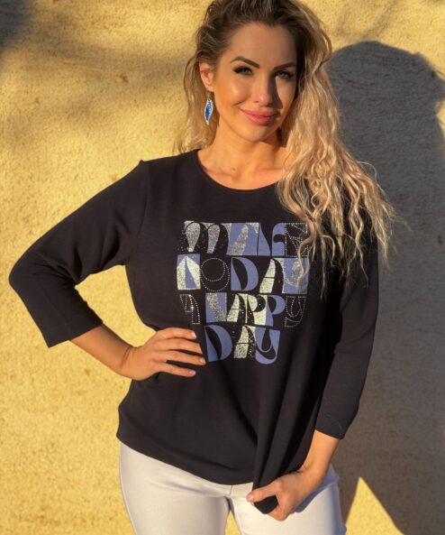 Navigazione sötétkék 3/4 ujjú pulóver – Modern, mutatós dizájn