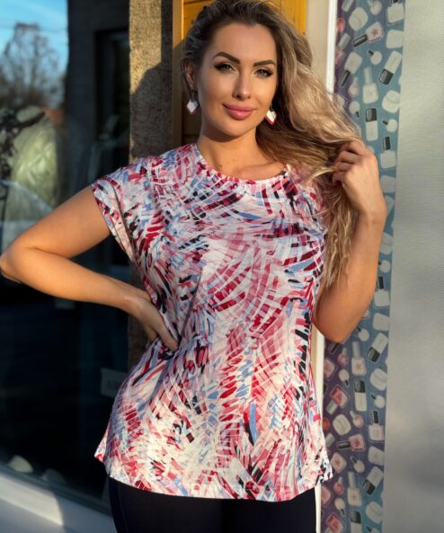 Navigazione pink-piros mintás felső