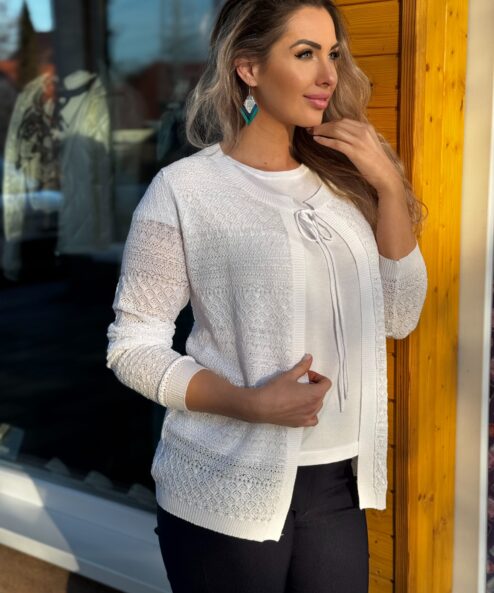 A Navigazione fehér kötött könnyű kardigán alternatív nézete