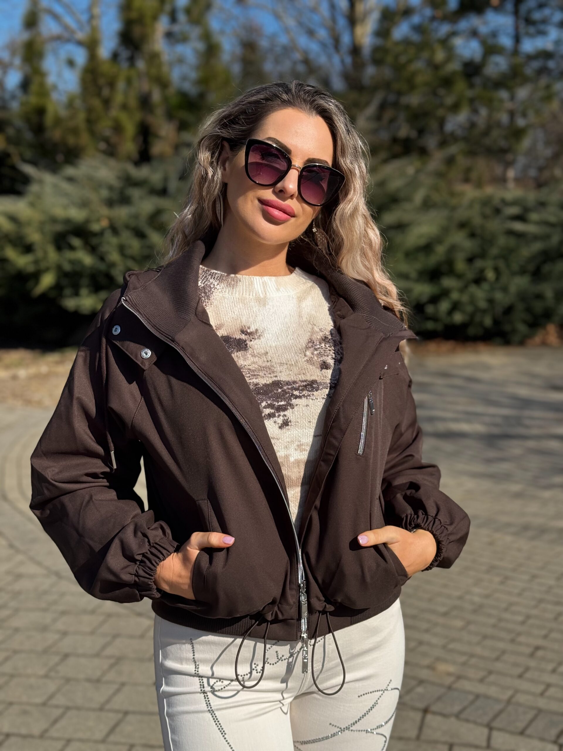 Monari rövid kapucnis kabát csokibarna - Image 2