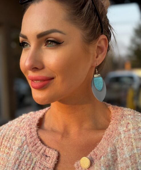 LEYA bőr kézműves fülbevaló szirom duo