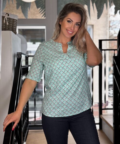 Navigazione türkiz mintás viszkóz tunika