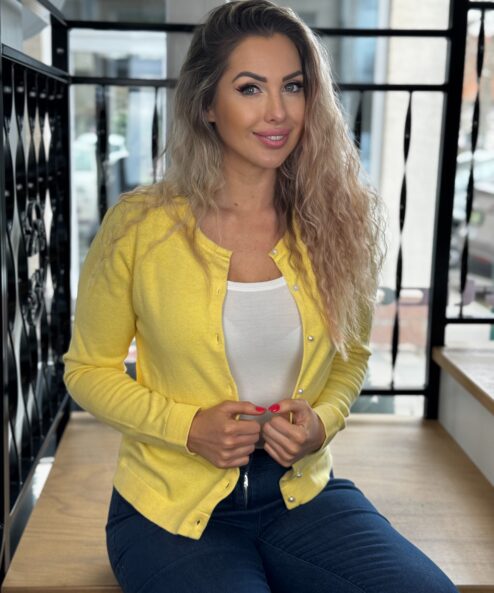 Bloomings gombos vékony kardigán sárga