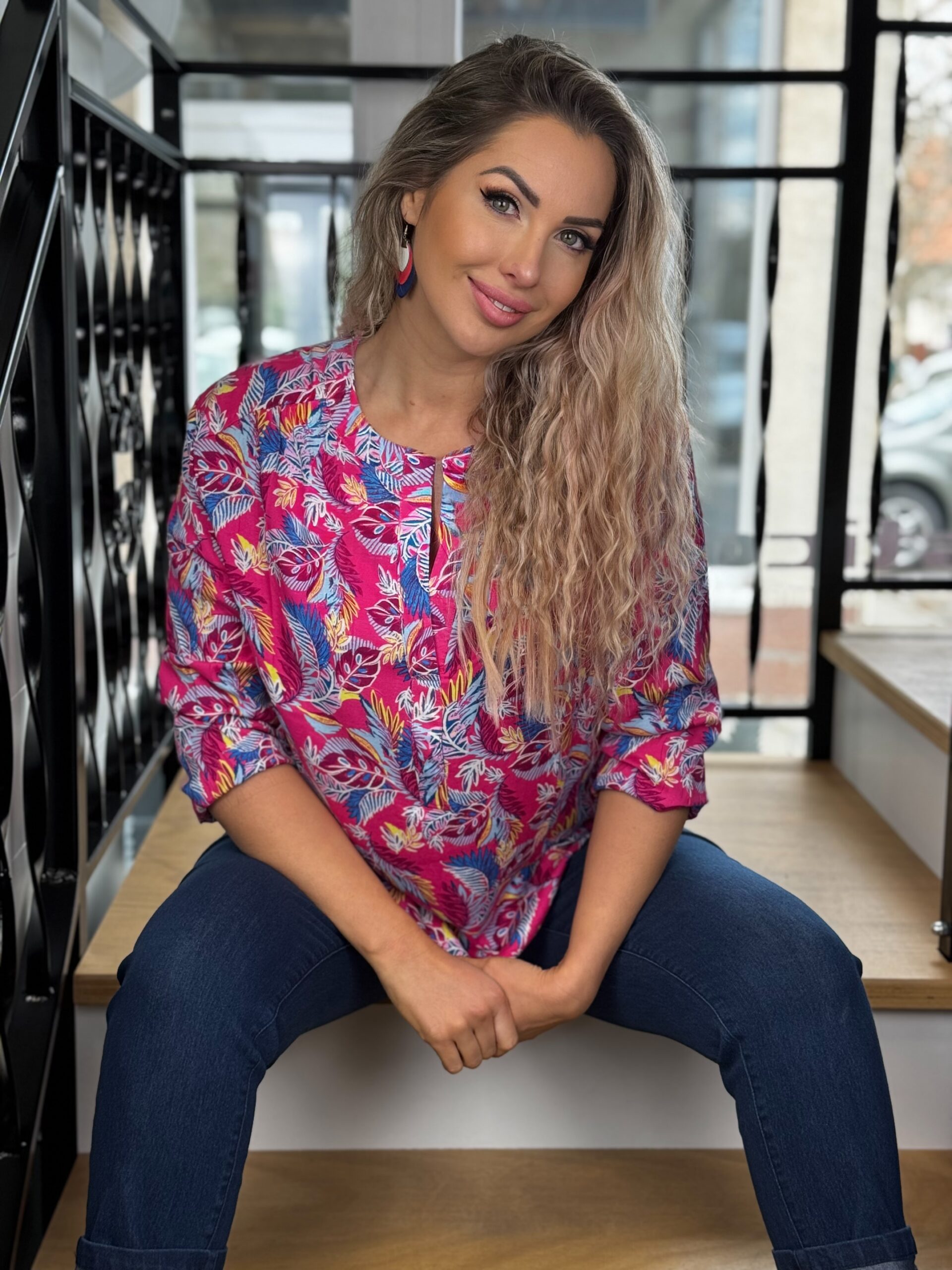 Navigazione pink mintás viszkóz tunika - Image 2