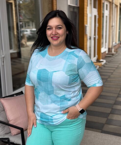 Navigazione mintás rövidujjú felső türkiz