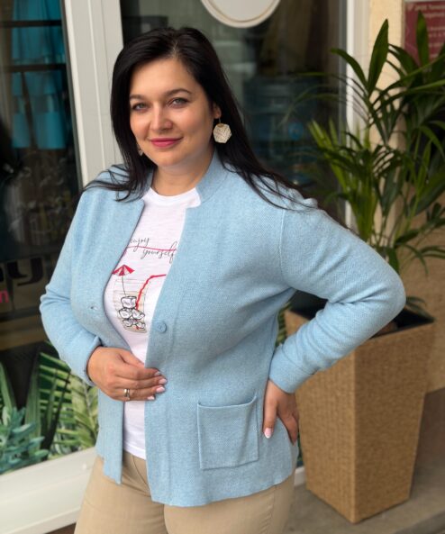 A Bloomings álló galléros blézer égkék alternatív nézete