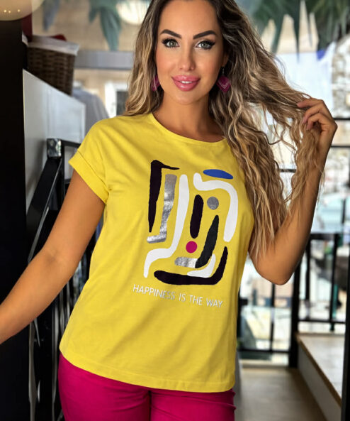 Navigazione rövid ujjú sárga felső