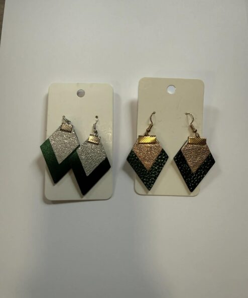 LEYA bőr kézműves fülbevaló négyszög duo