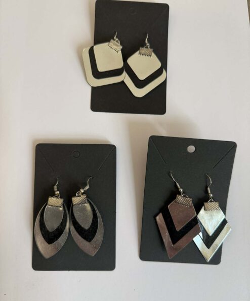 LEYA bőr kézműves fülbevaló monocrome