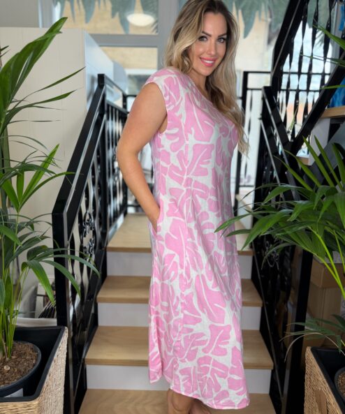 A Navigazione midi rózsaszín mintás ruha alternatív nézete