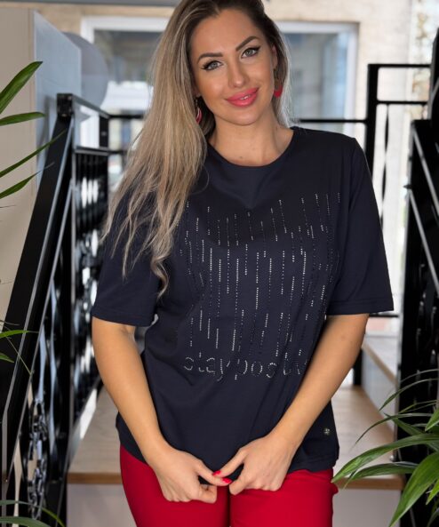 Navigazione sötétkék strasszos felső