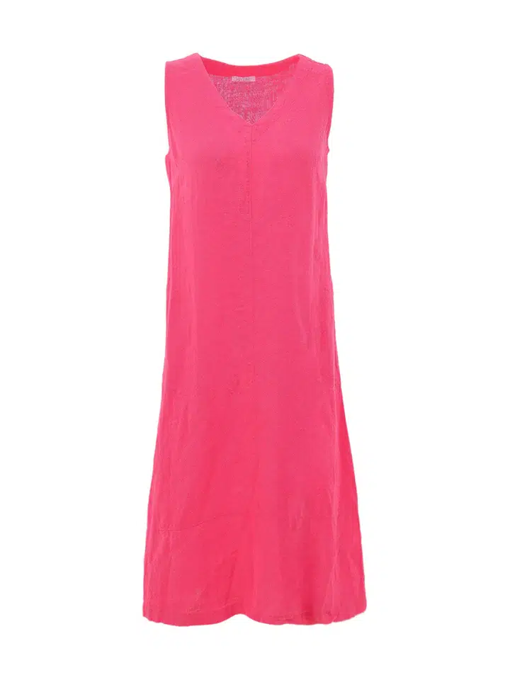 Dolcezza len ujjatlan midi ruha pink - Image 3