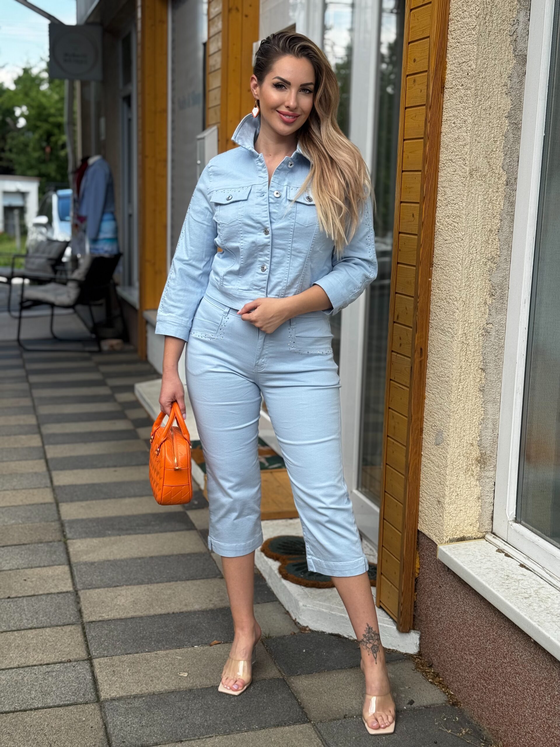 Dolcezza Jeans korall capri nadrág - Image 2