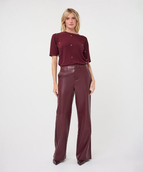 ESQUALO bordó bőr hatású nadrág - bordó, 3. kép | MyBerill Boutique