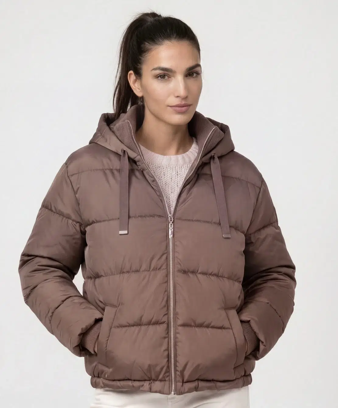 Monari Taupe bélelt steppelt kabát