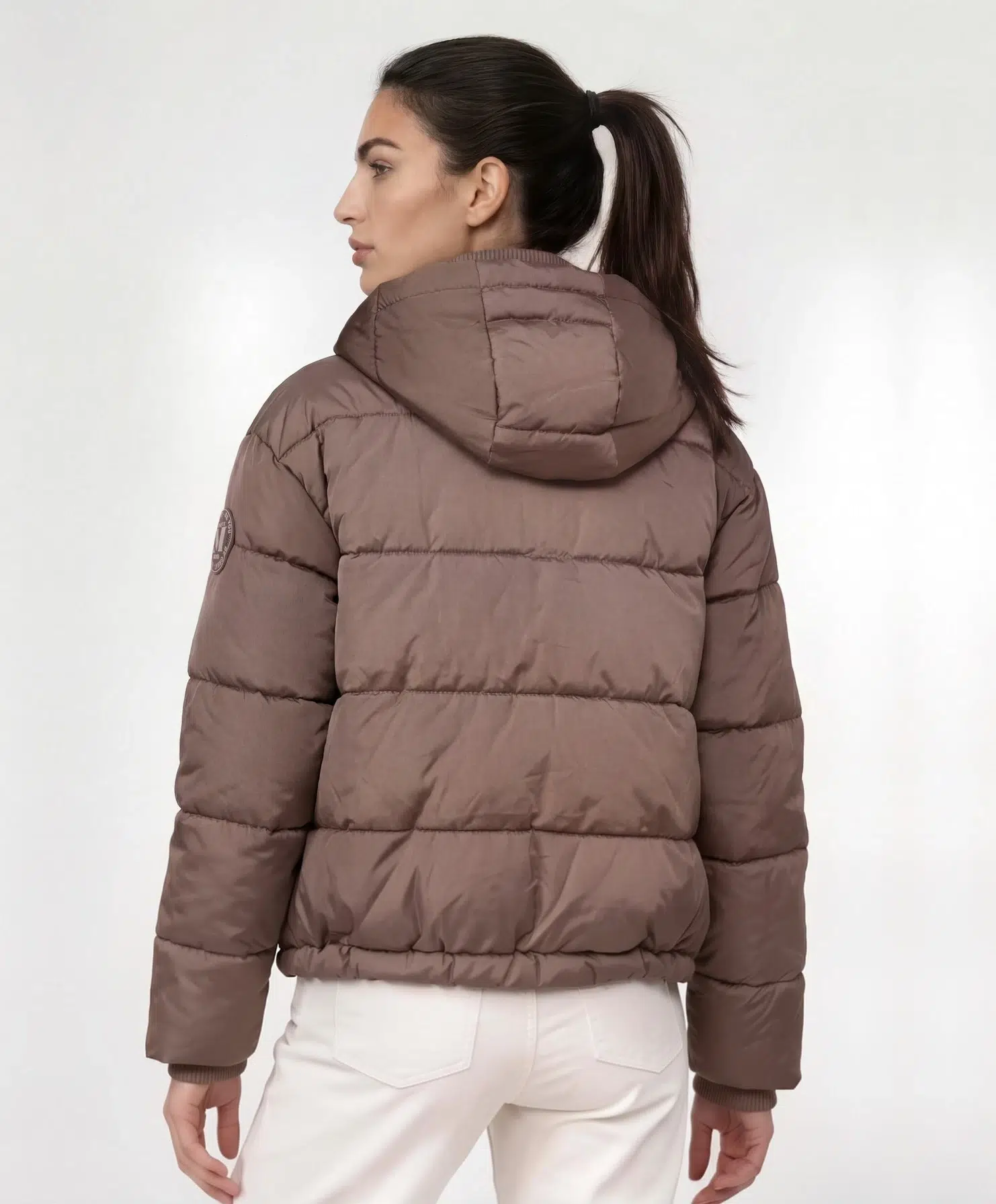Monari Taupe bélelt steppelt kabát - Image 4