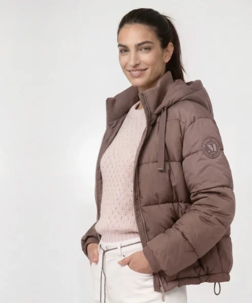 Monari Taupe bélelt steppelt kabát - Image 3