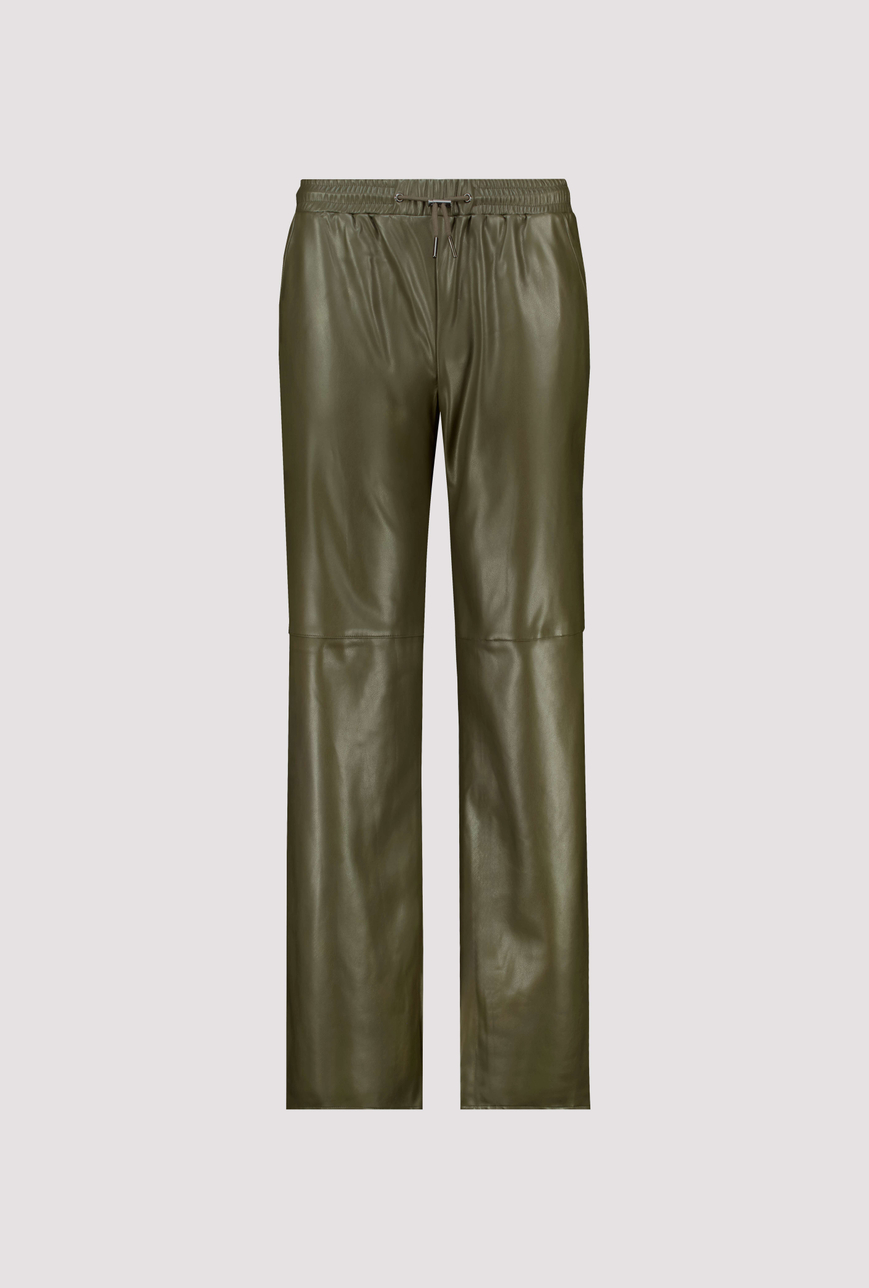 Monari bőr hatású széles szárú nadrág oliva - Image 7
