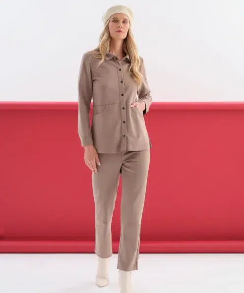 Dolcezza velúr szövet nadrág taupe - Image 3